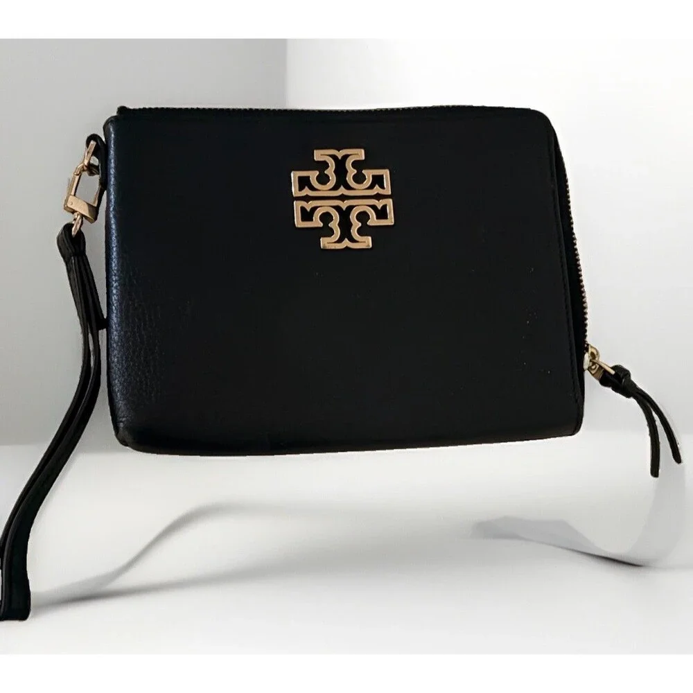 Tory Burch Wristlet Britten Large Zip Pouch 145372 Black